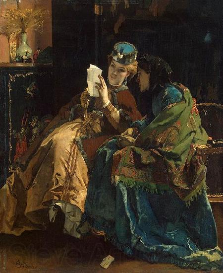 Alfred Stevens Pleasant Letter France oil painting art